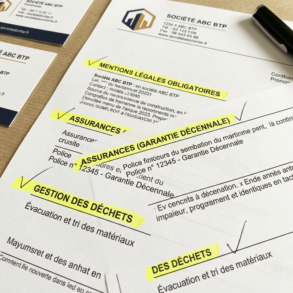 Mentions obligatoires sur un devis BTP